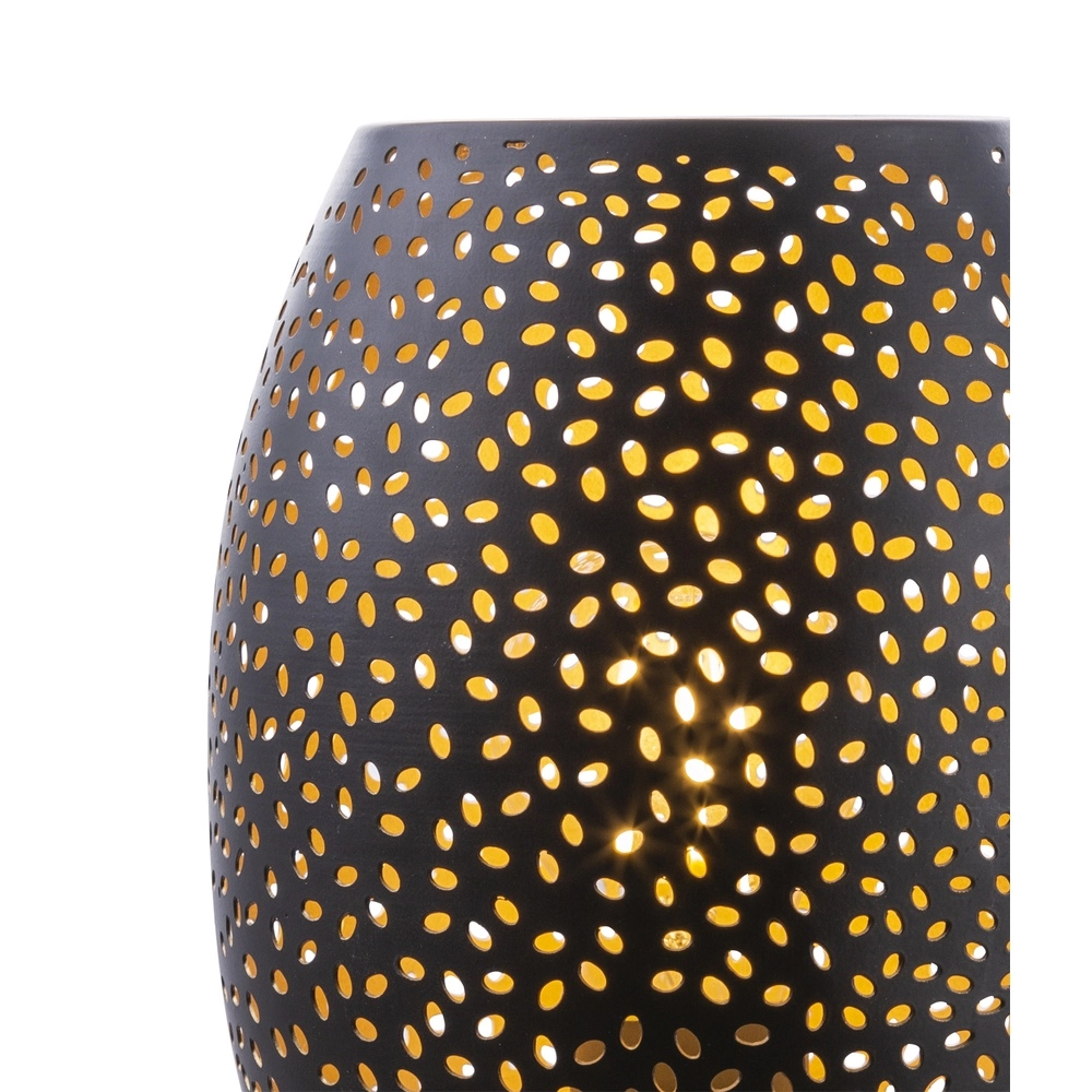 Tischlampe Narri Schwarz mit Gold – kleine Löcher Globo 9007371372553