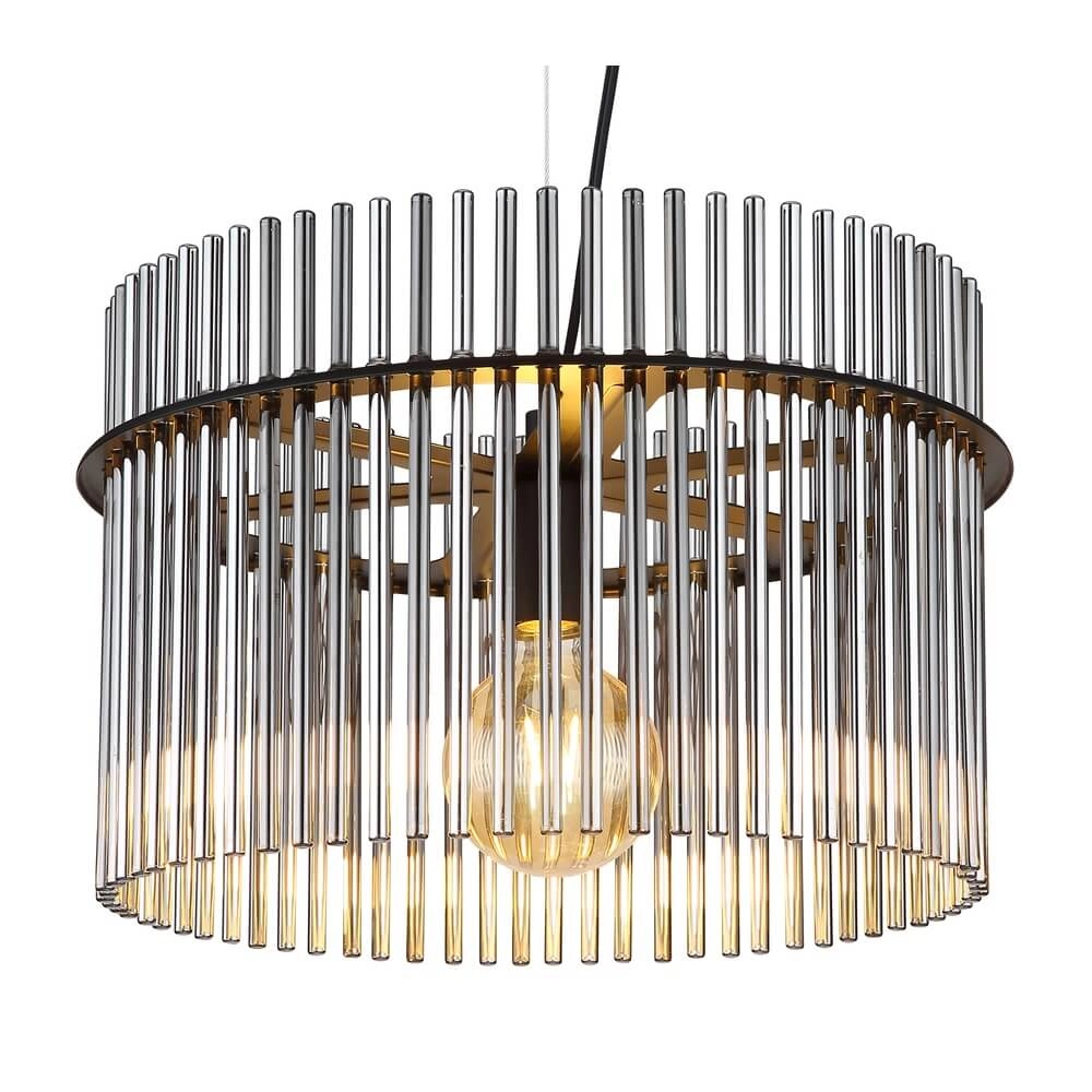 Schwarze Pendelleuchte Gorley mit Rauchglas Ø 40cm Globo 9007371445189