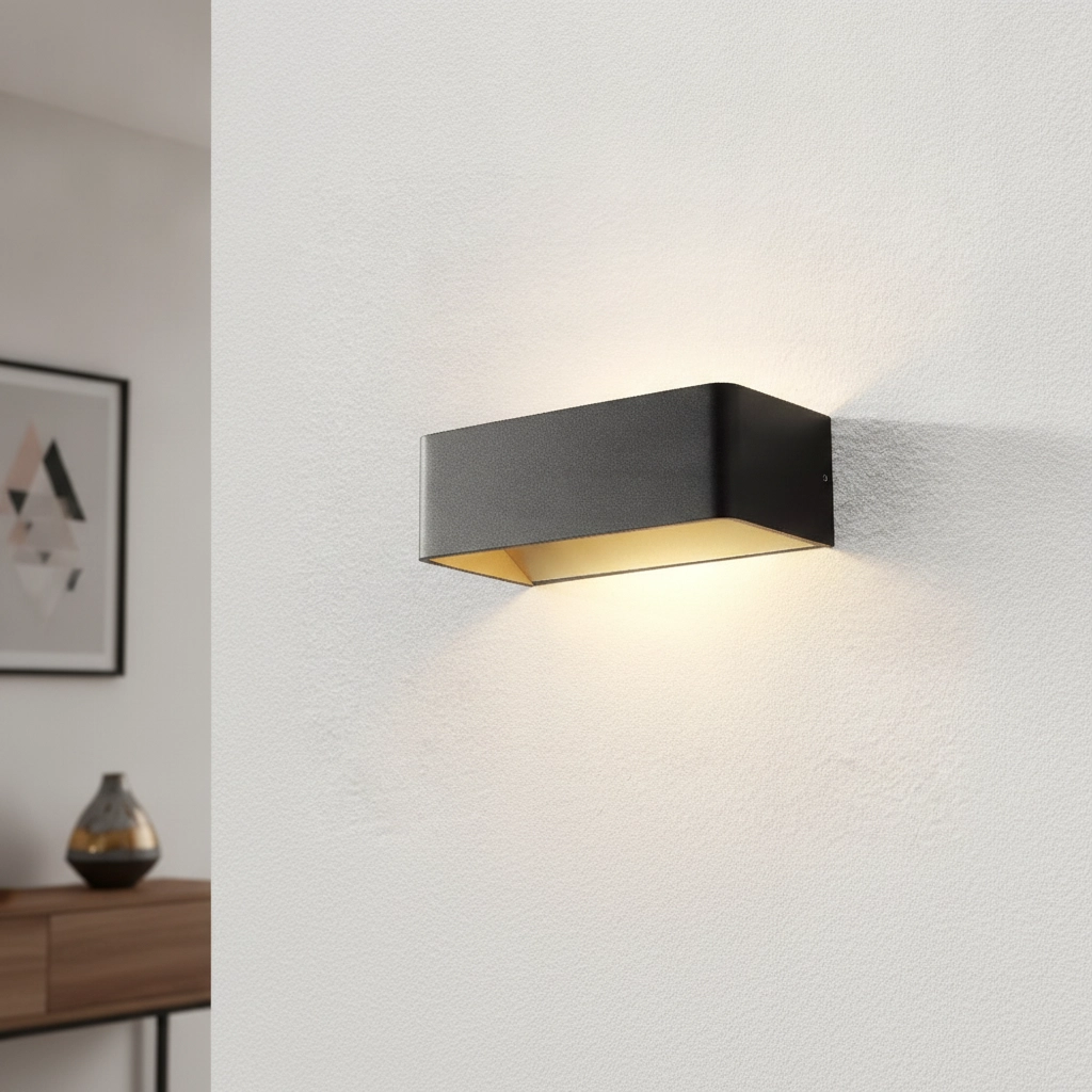 Design-Wandleuchte Mainz Rechteck schwarz gold