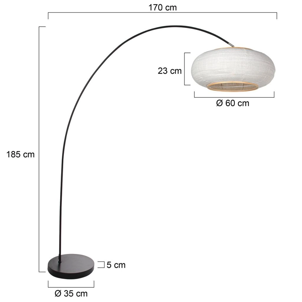 Schwarze Bogenlampe Solva mit weißem Farbton Ø35 cm Steinhauer 8712746185256