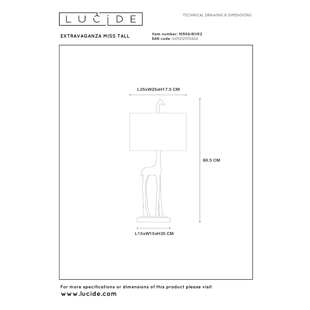 Tischlampe Extravaganza Miss Tall Giraffengold mit Schwarz Lucide 5411212105424