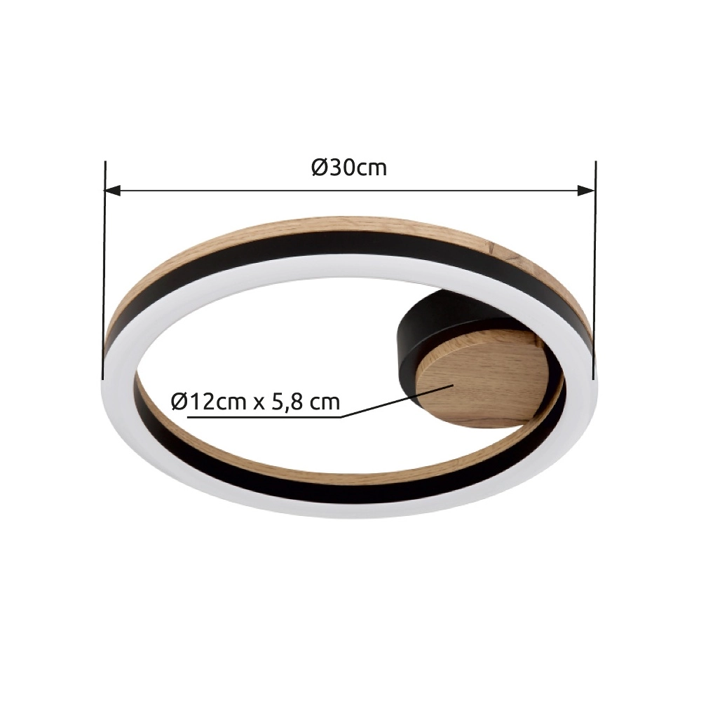 Deckenlampe Beatrix Rund schwarz mit Holz Globo 9007371445417