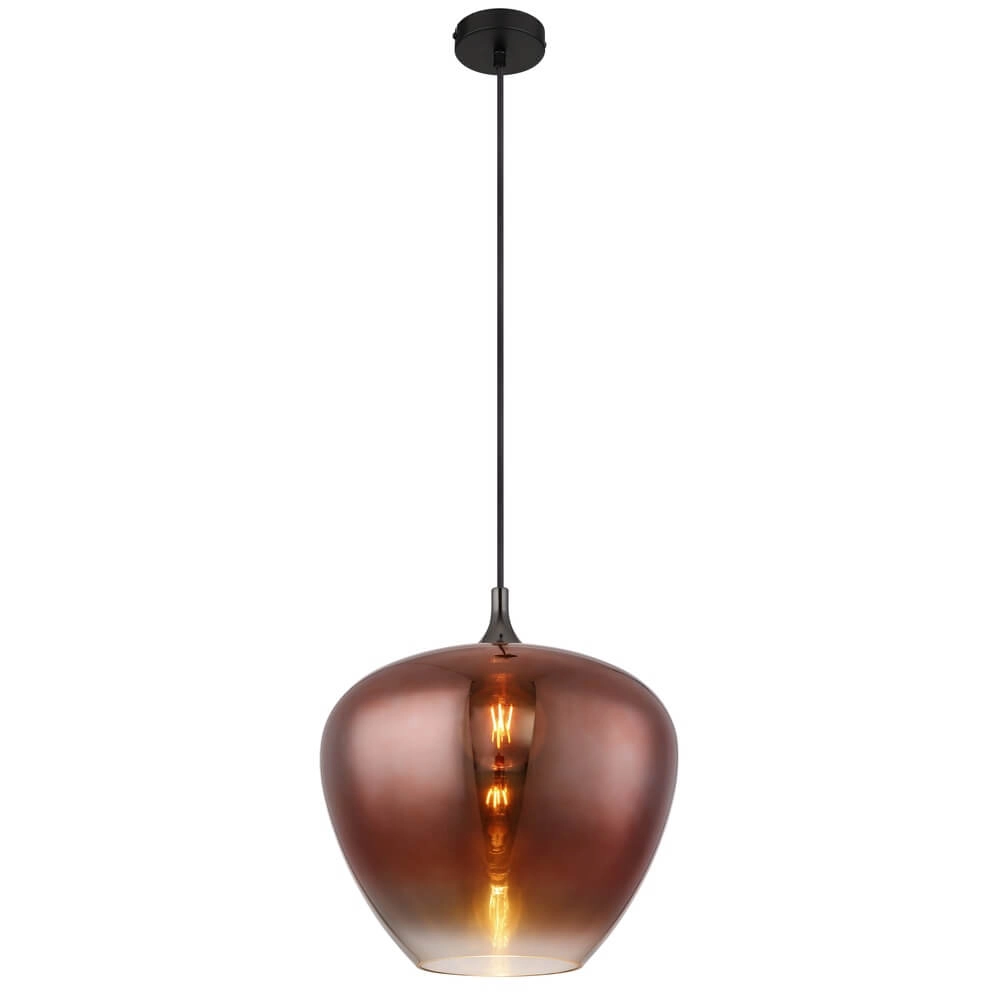 Schwarze Pendelleuchte Maxy mit rotem Glas Ø 40cm