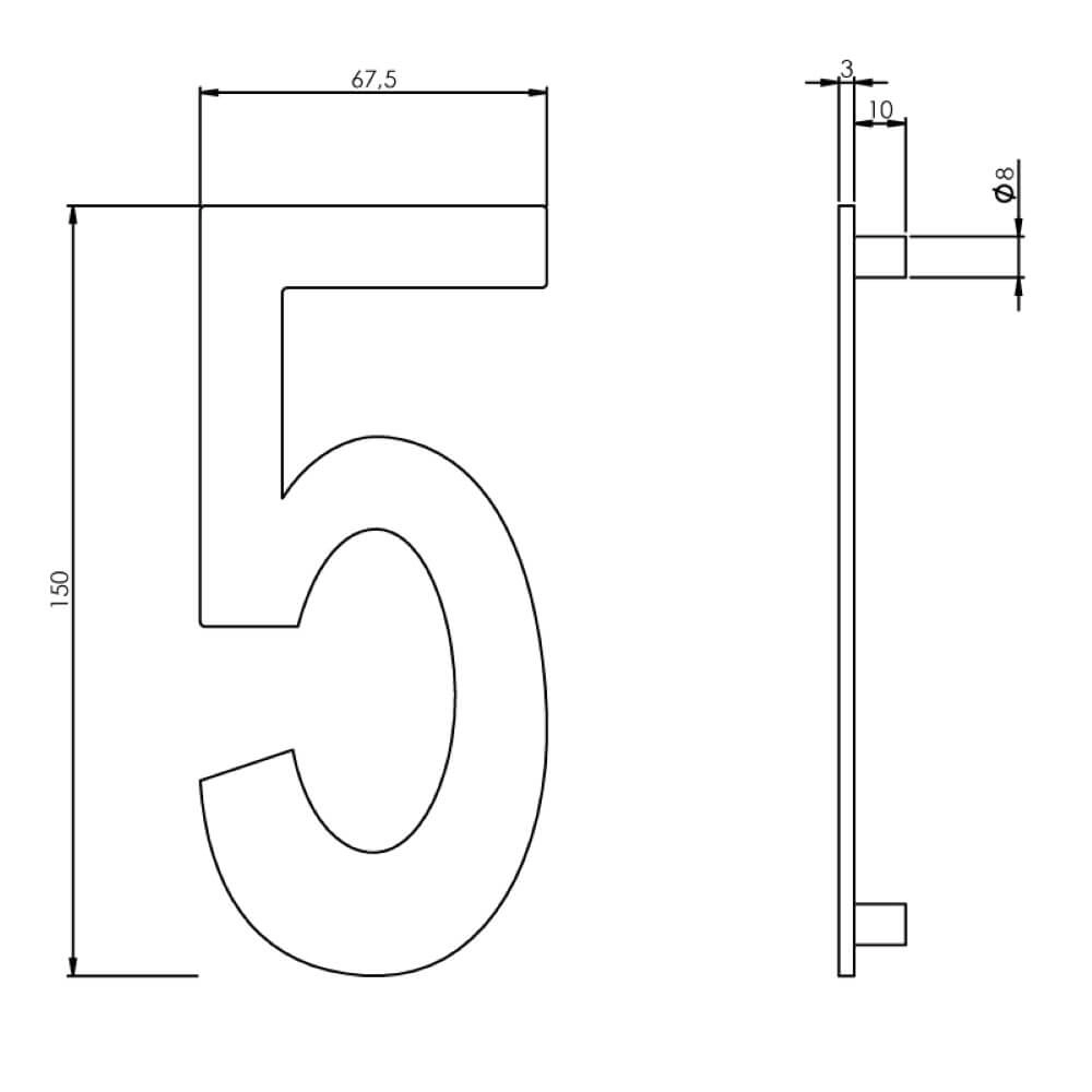 Hausnummer 5 Numbra 15cm Edelstahl Intersteel 8714186058336