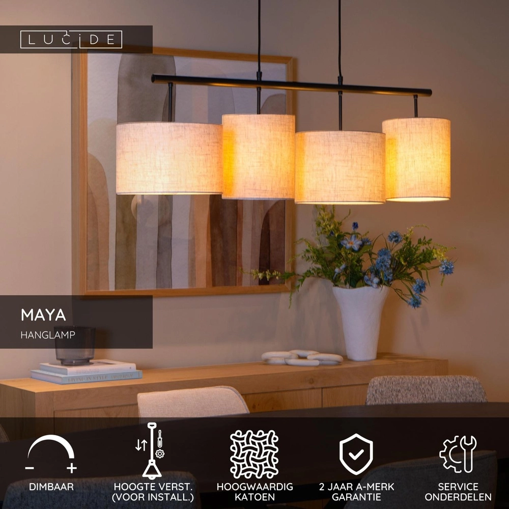 4-Licht Pendellampe Maya Sahne Lucide 5411212452573