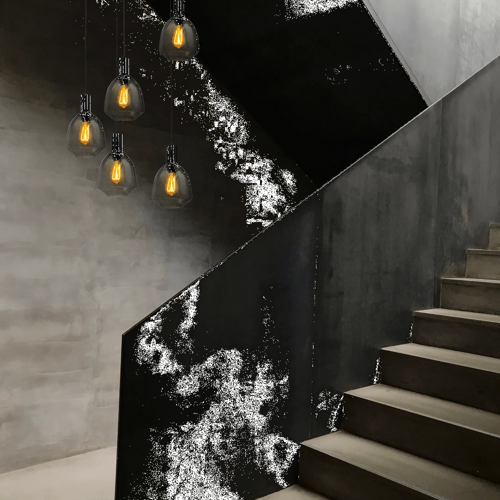 5-flammige Loft-Hängelampe - Schwarz - Porto mit grüner Nicolette-Brille Masterlight 8718121271217