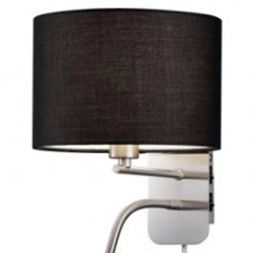 Wandleuchte Series 2711 mit Leseleuchte und schwarzem Schirm Trio 4017807247268