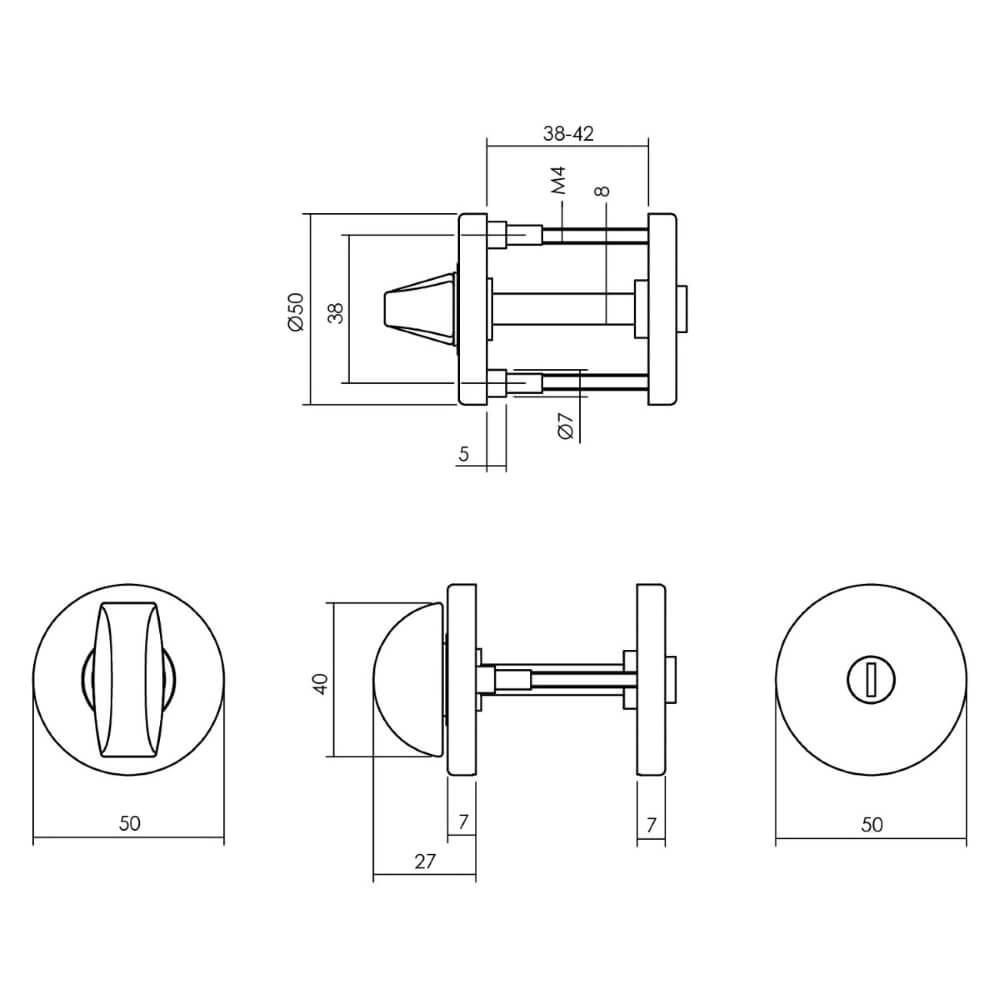 Verschluss der Toilette Tira rundes Aluminium Intersteel 8714186004920