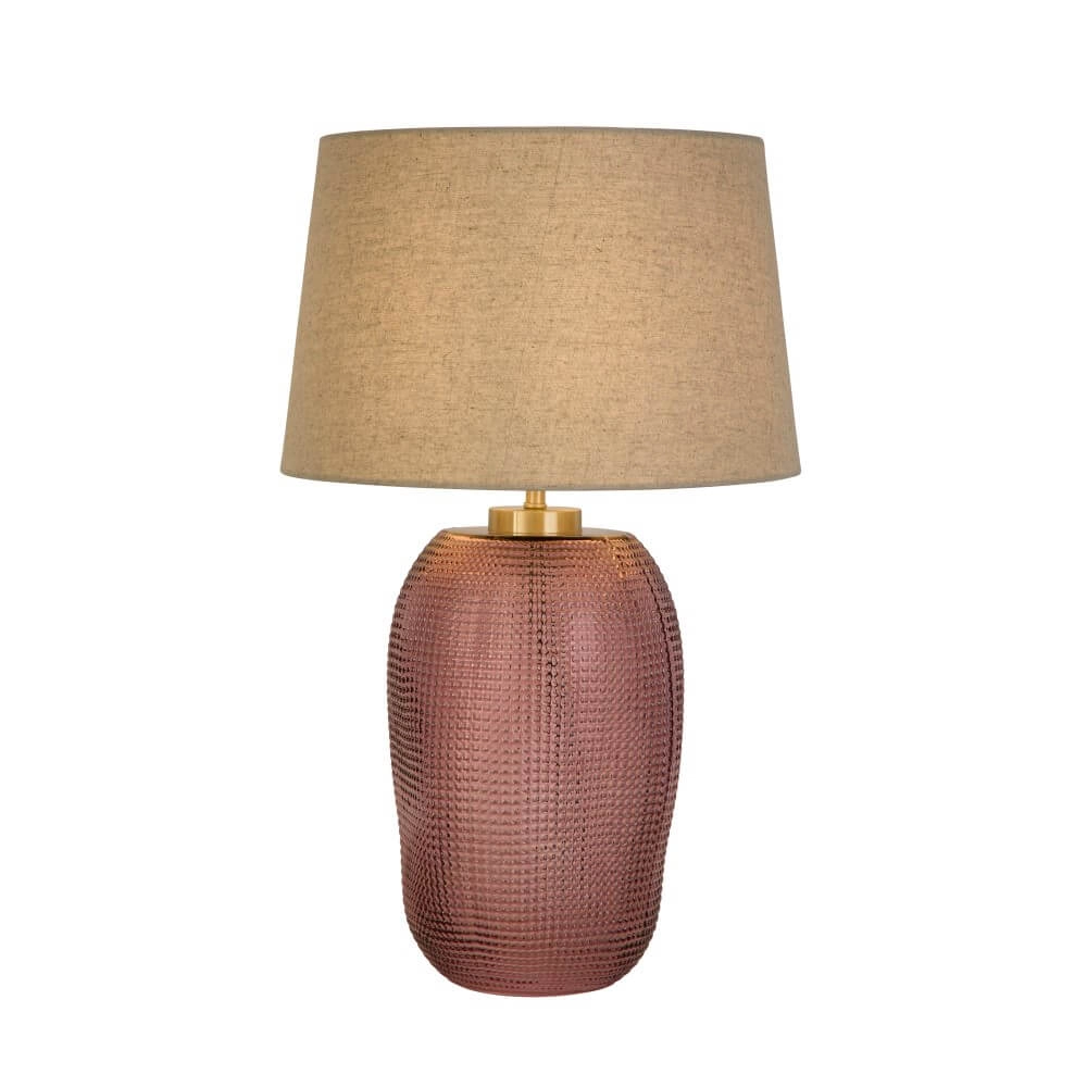 Tischlampe Amethyst rosafarbenes Glas Searchlight 5053423273648