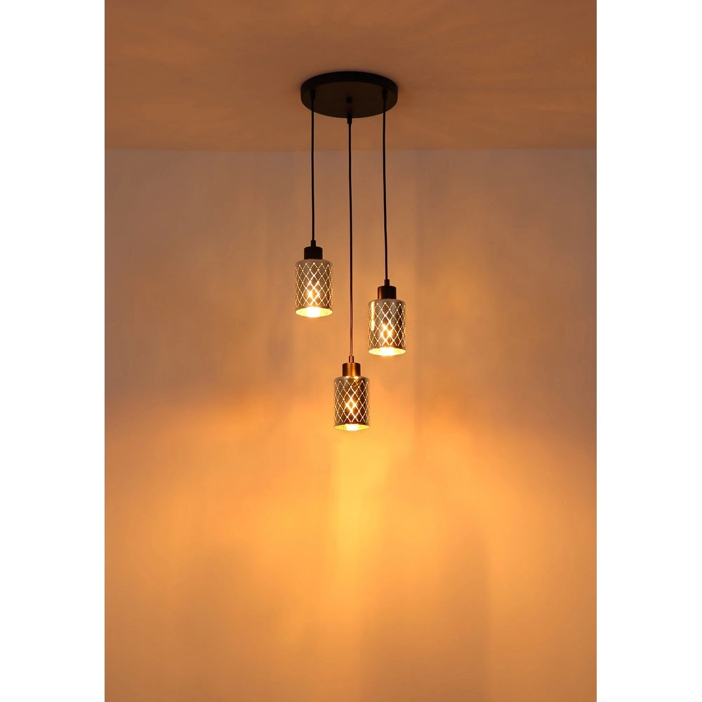 Design-Pendellampe Alonso 3-Licht-Schwarzpatrone Globo 9007371578252