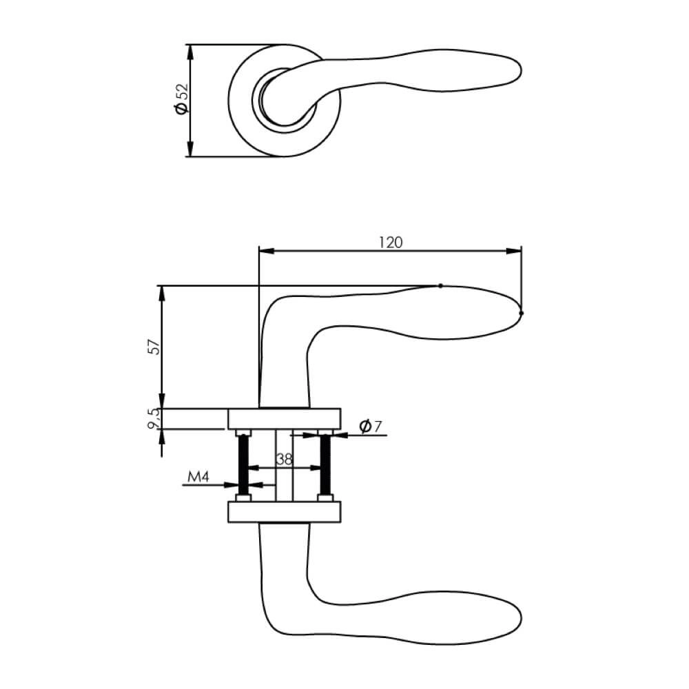Geformter Türgriff George auf Rosette schwarz Intersteel 8714186470664
