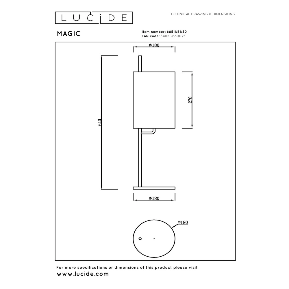 Tischlampe Magic Schwarz Lucide 5411212680075