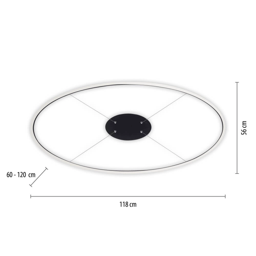 Anthrazitfarbene Hängelampe Titus Ø 118cm Paul Neuhaus 4012248375228