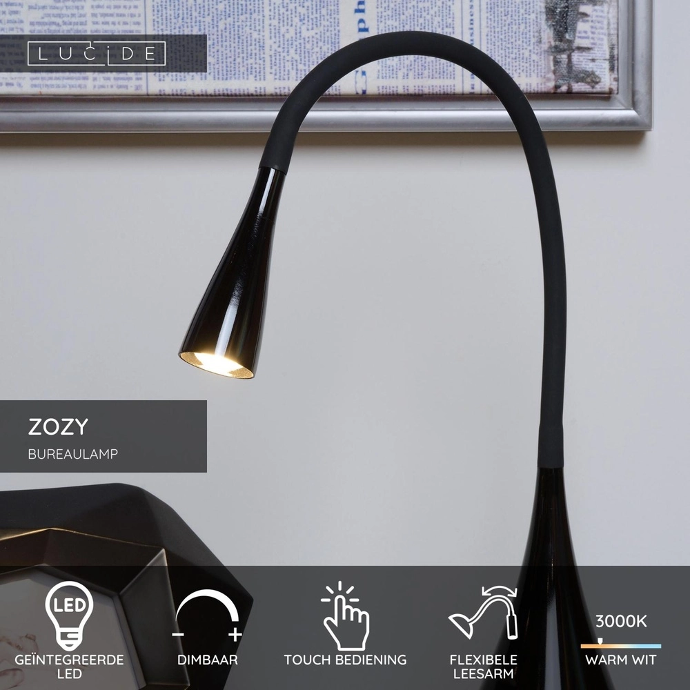 Schreibtischlampe Zozy Schwarz Lucide 5411212185389