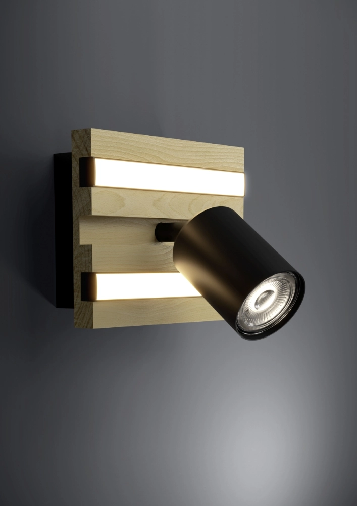 Einwandlampe Gesteira Schwarz mit Holz Stars of Light 9008606357871