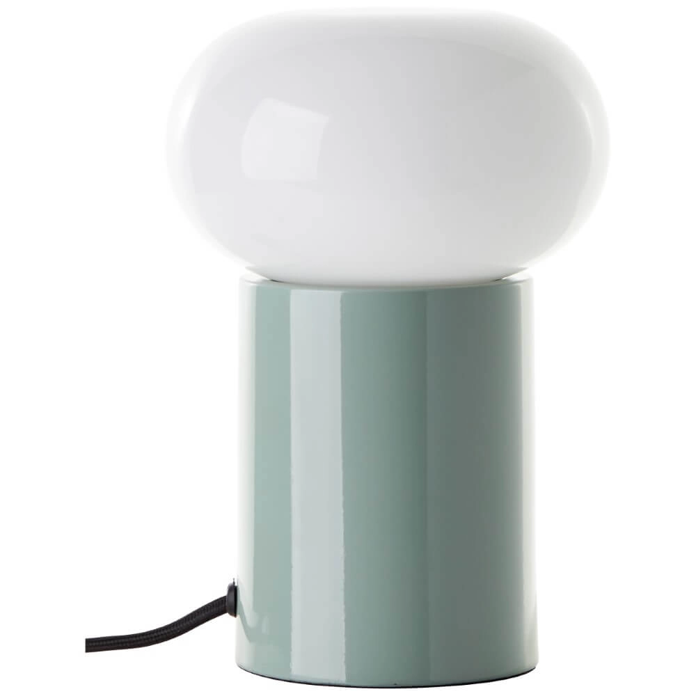 Grüne Tischlampe Knut mit weißem Glas Brilliant 4004353430176