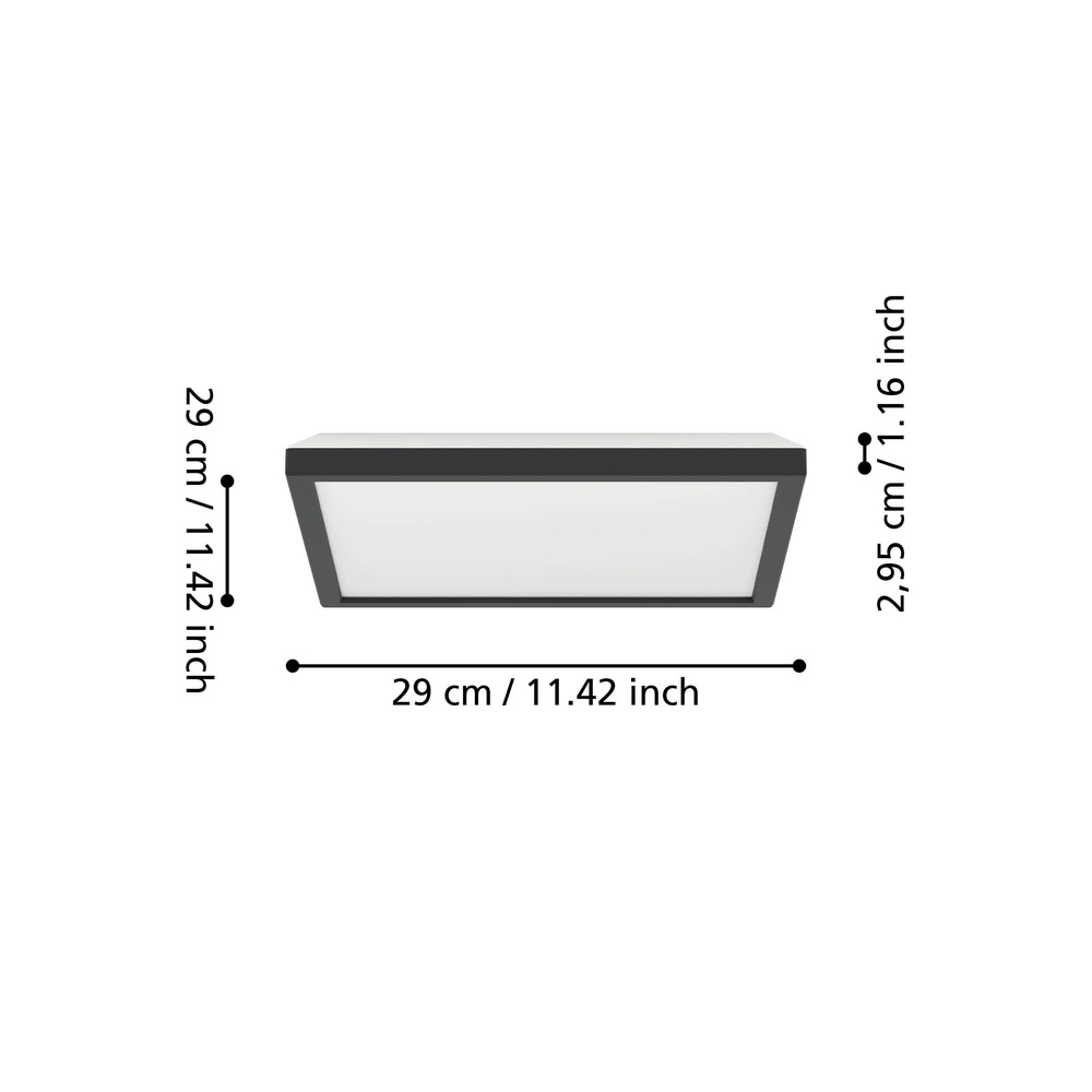 Intelligente Badezimmerlampe Rovito-Z Quadrat – Schwarz – 29x29 cm Eglo 9008606329731