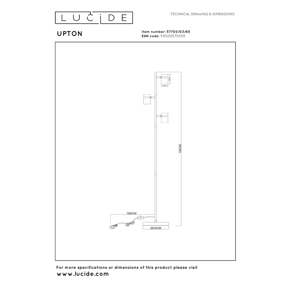 Stehlampe Upton 3-Licht Lucide 5411212570055