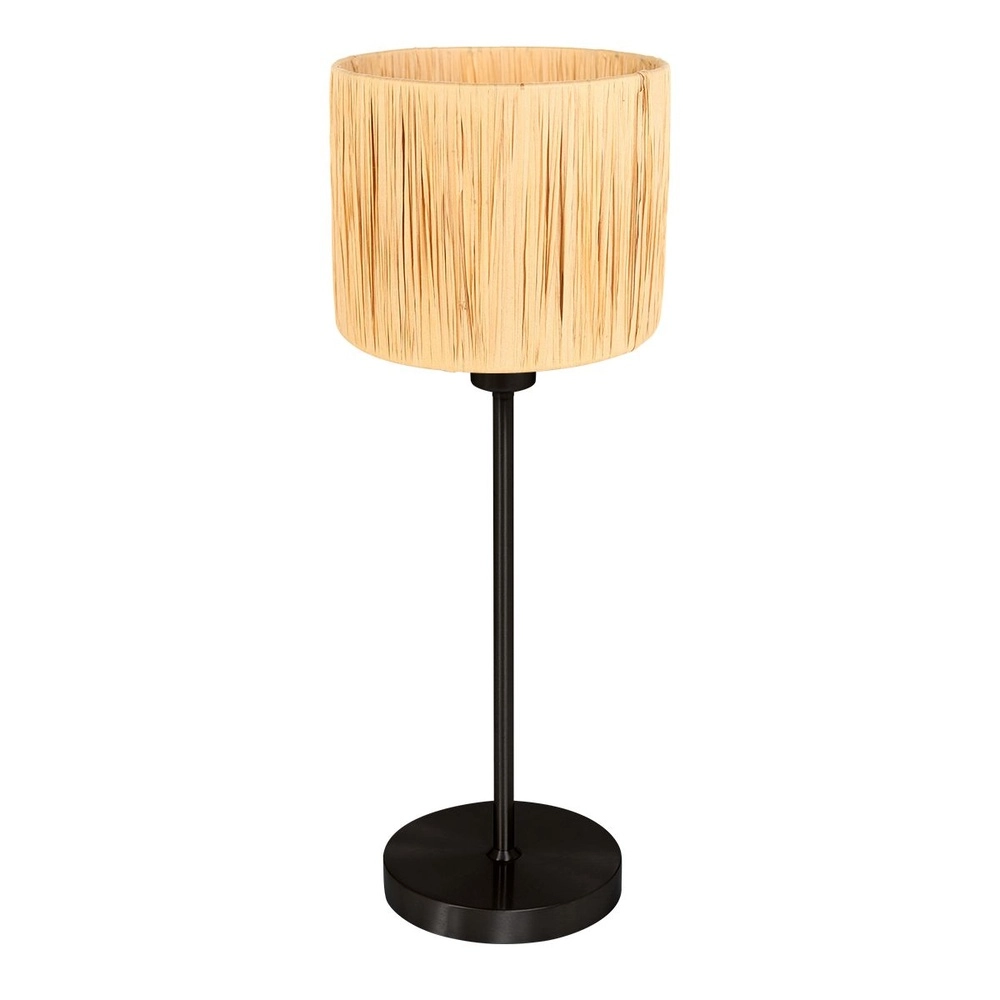 Schwarze Tischleuchte Noor mit Strohhaube Steinhauer 8712746182156