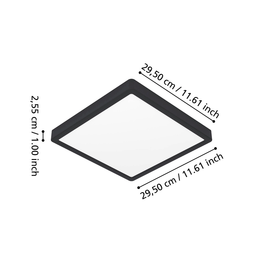 Deckenlicht IP44 Fueva 6-Z Quadrat – Schwarz – 29,5x29,5 cm Eglo 9008606330522