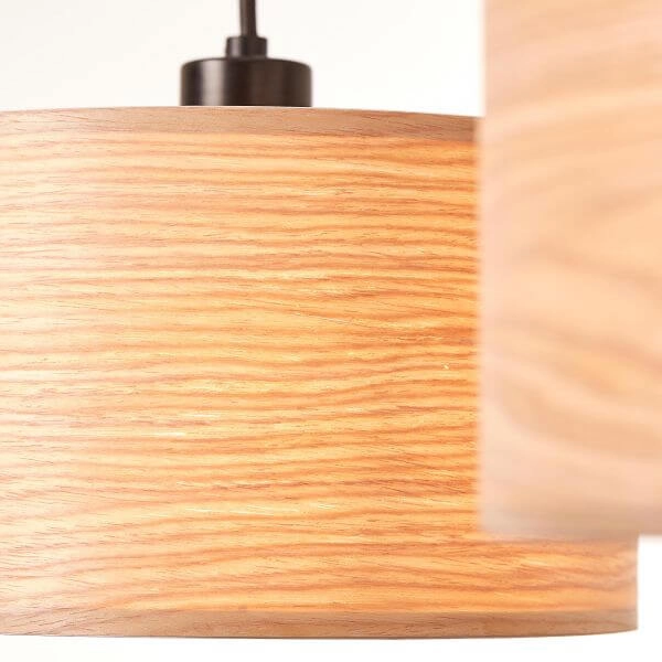 Hängelampe Romm 3-helles Schwarz mit Holzbraun Brilliant 4004353394812
