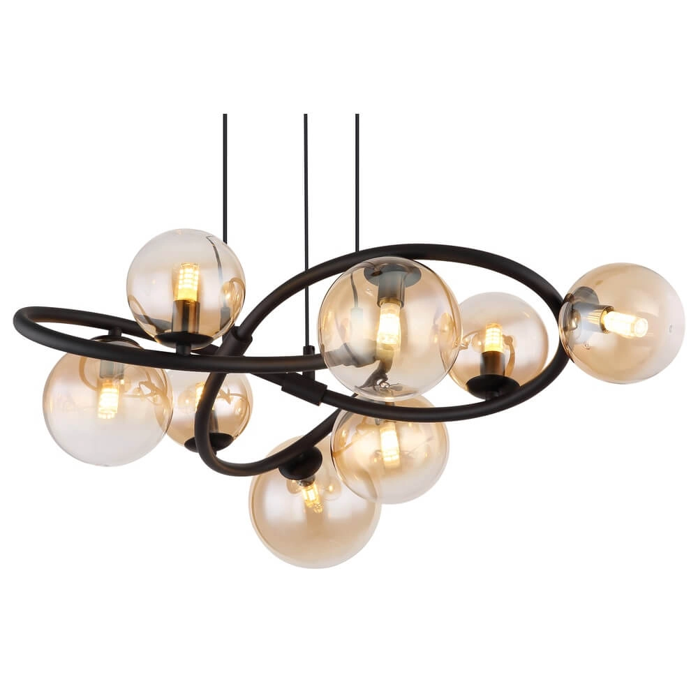 Schwarze Pendelleuchte Tuberius Bauform 8-flammig Globo 9007371449446