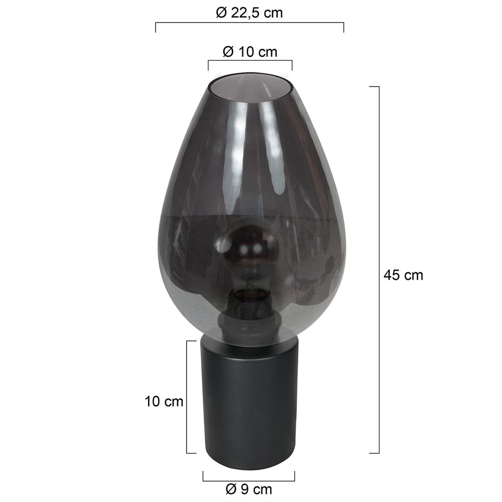 Tischlampe Bloeba Rauchglas Ø 22,5cm Steinhauer 8712746181128