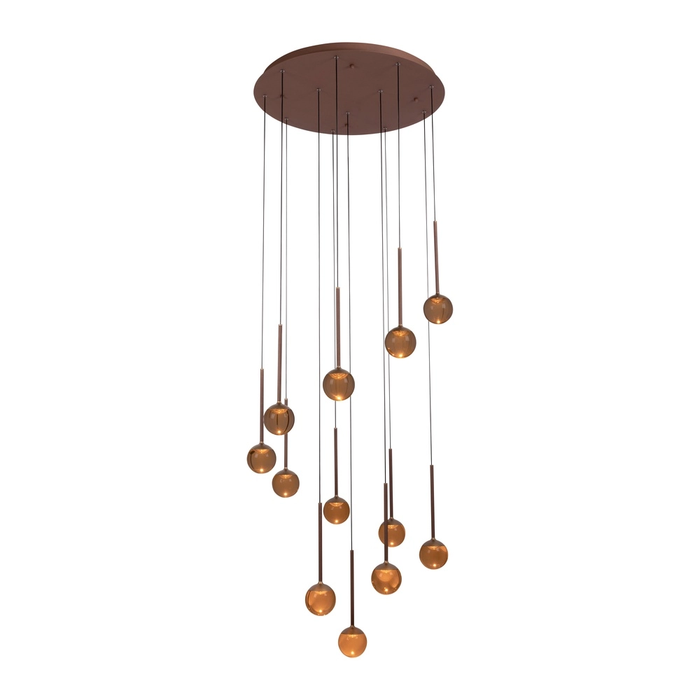 Pendellampe Calina 12-Licht mit bernsteinfarbenen Kugeln Premium by Lucide 5411212242051