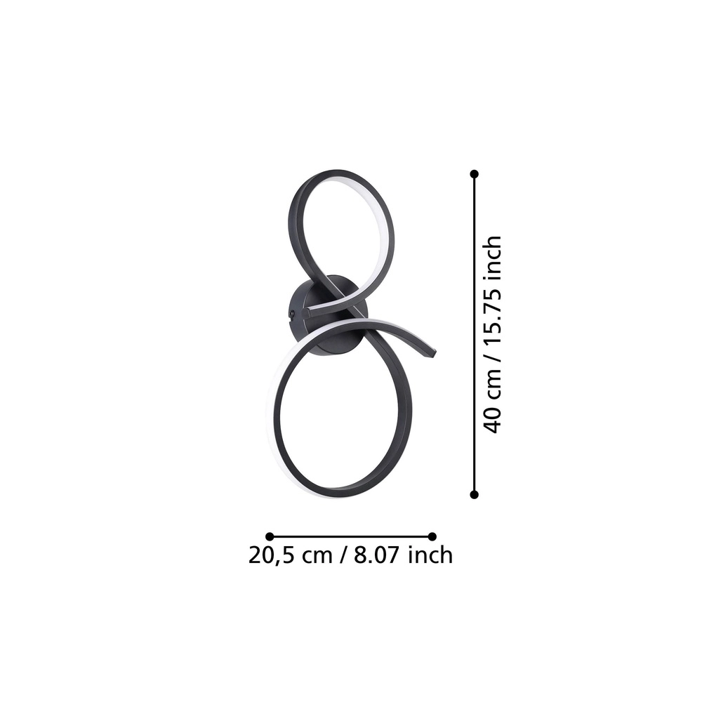 Moderne LED-Wandlampe Serpins 40 cm – Schwarz Eglo 9008606313679