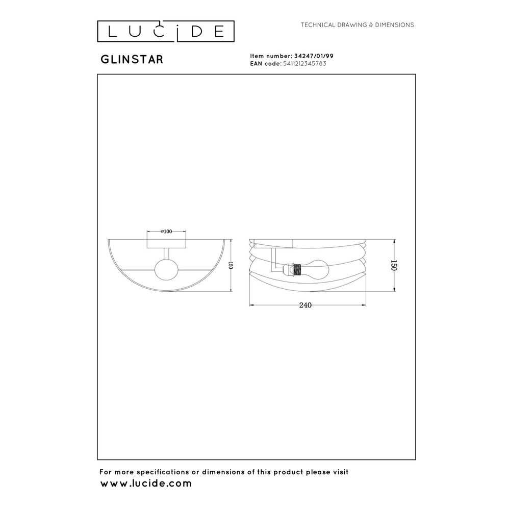 Farbige Wandlampe Glinstar Konstruktion Lucide 5411212345783