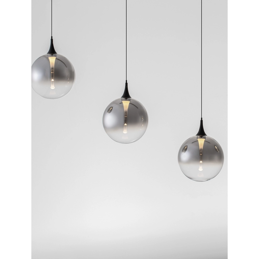 Pendelleuchte Orenda gerades 5-flammiges Rauchglas