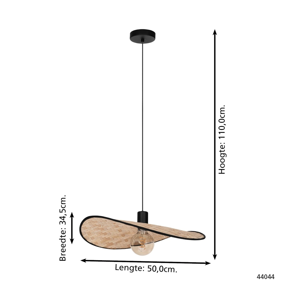 Rattan-Deckenlampe Marywell 50x34cm - E27 Eglo 9002759440442