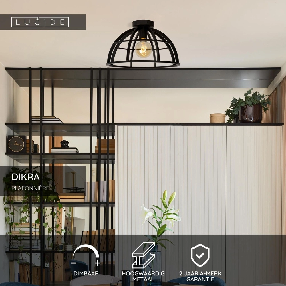 Deckenlampe Dikra Industriell Schwarz Lucide 5411212761033