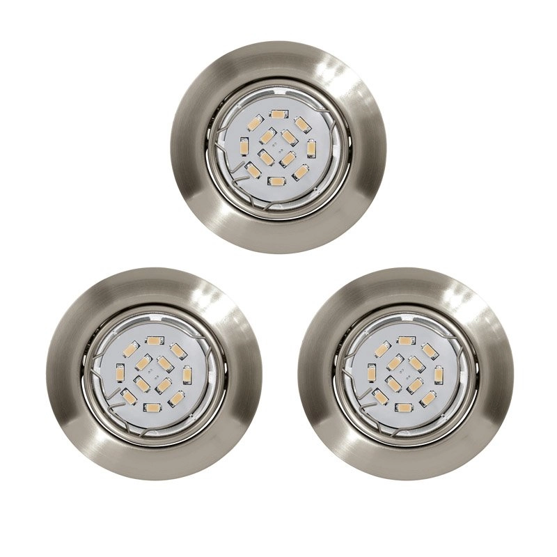 LED-Deckenspot Peneto Round 8,7 cm Set von 3 Nickelmatten Eglo 9002759944087