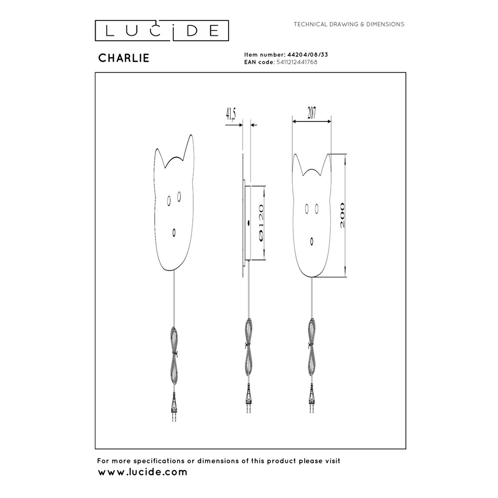 Kinderzimmer-Wandlampe Charlie Grün Lucide 5411212441768