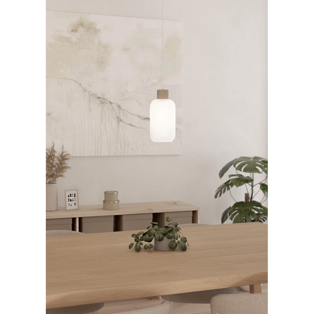 Design-Pendellampe Dasmina Sandbraun mit weißem Ø 13 cm Eglo 9008606406296