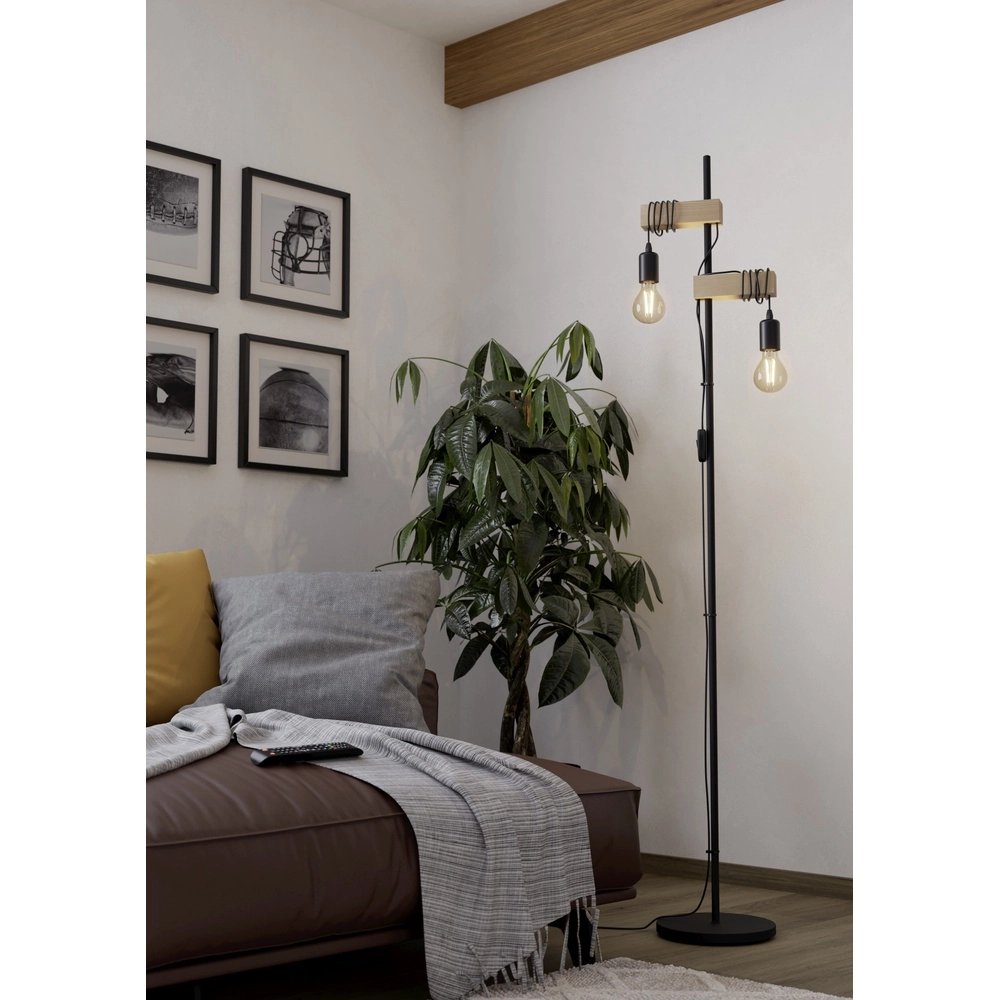 Stehlampe Townshend Holzoptik – 2x E27 Eglo 9002759435165