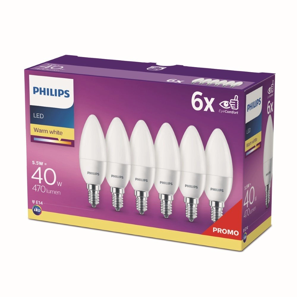 5,5W - E14 - 2700K - 470 lumen 6er Set