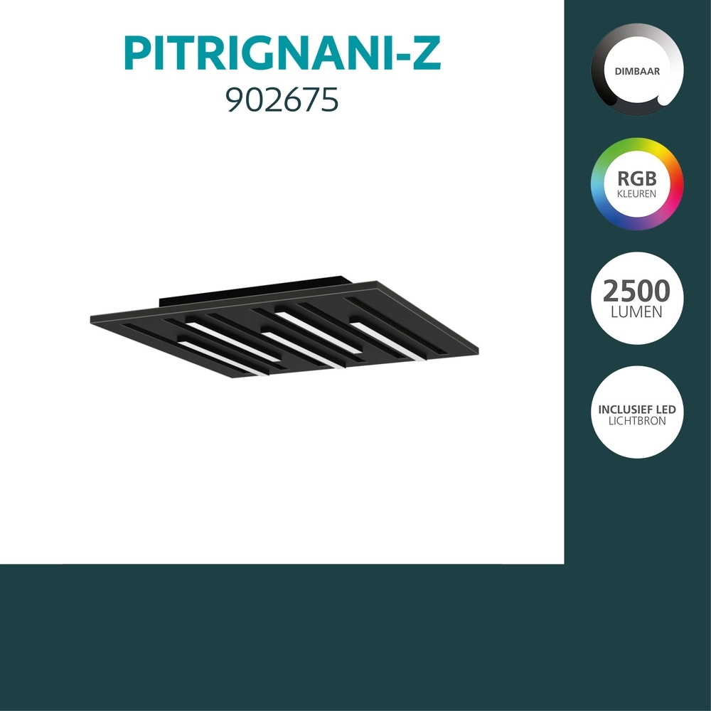 Intelligente Deckenbeleuchtung Pitrignani-Z Quadrat 38 x 38 cm Schwarz Eglo 9008606390526