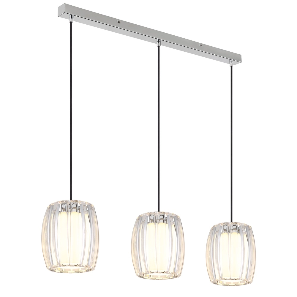 3-Licht Pendellampe Maribel Chrom-Gerade