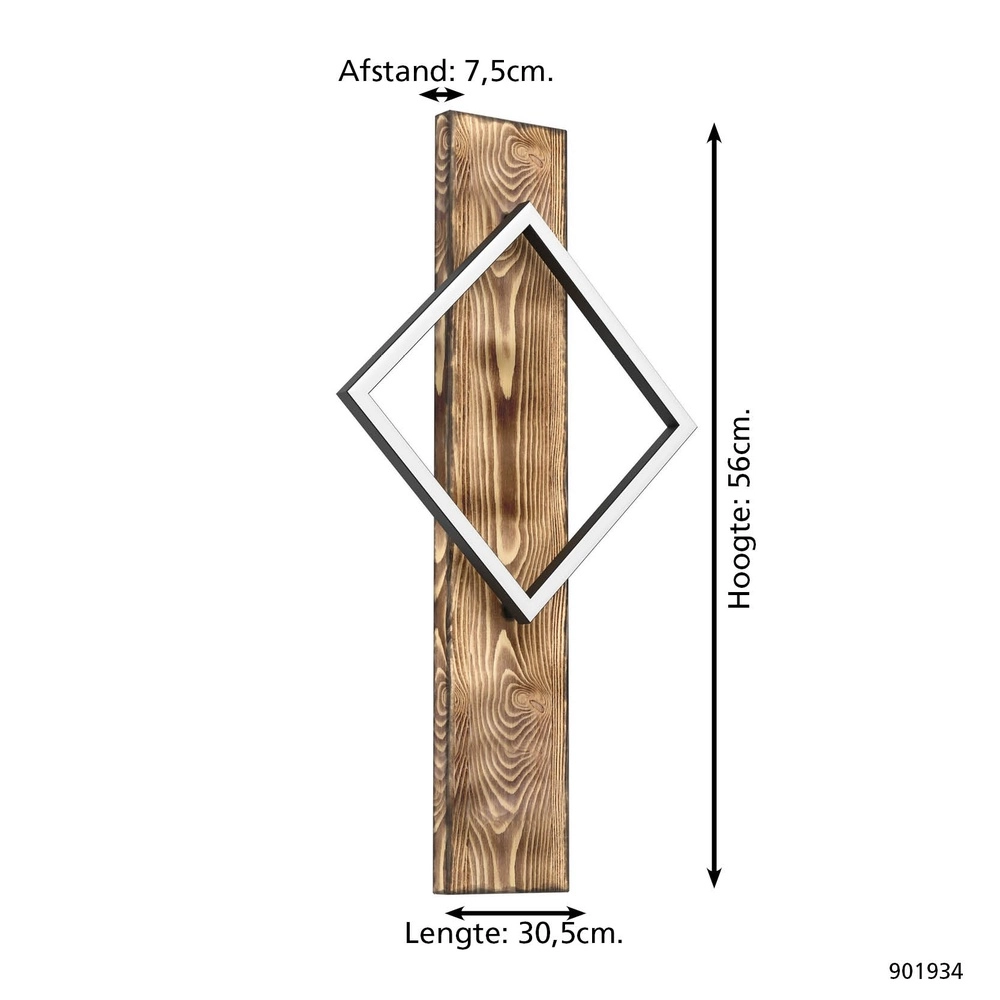 Design-Wandleuchte Boyal schwarz mit dunklem Holz Eglo 9008606351947