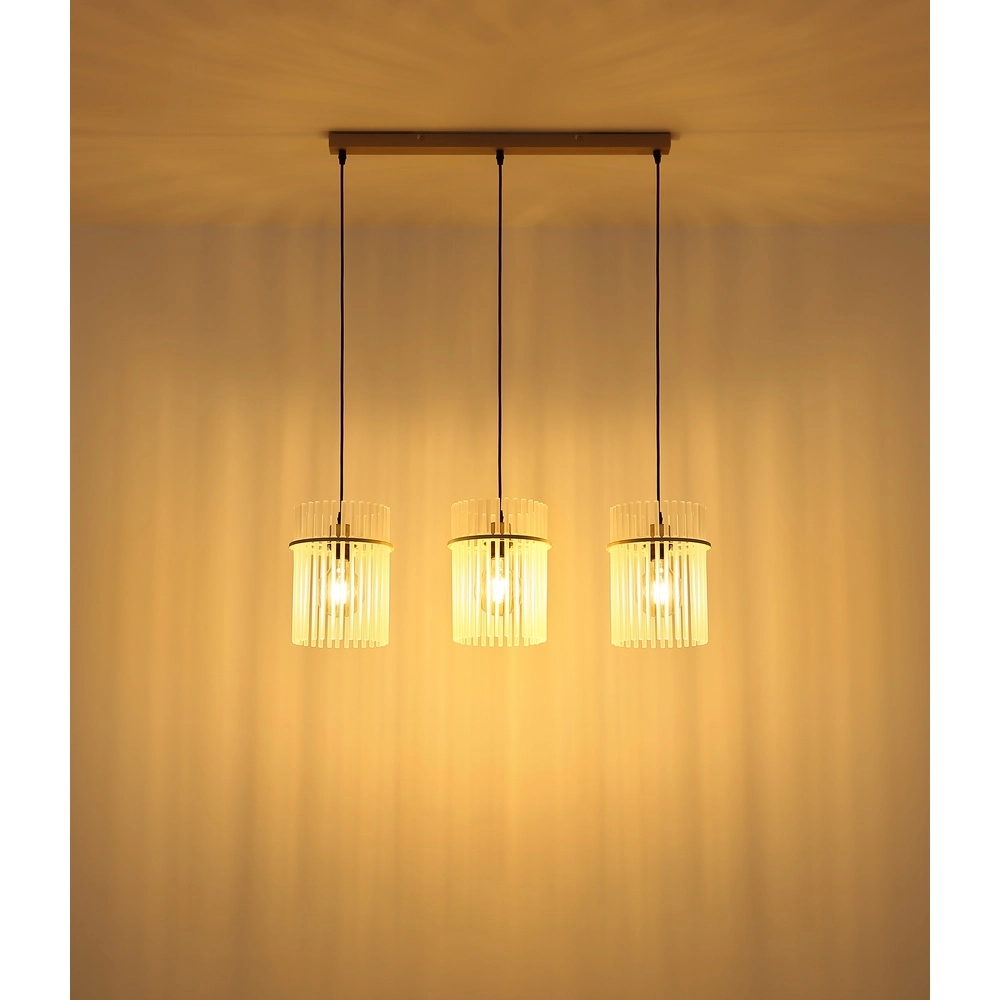 3-flammige Pendelleuchte Gorley sandbraun mit Glas Globo 9007371566716