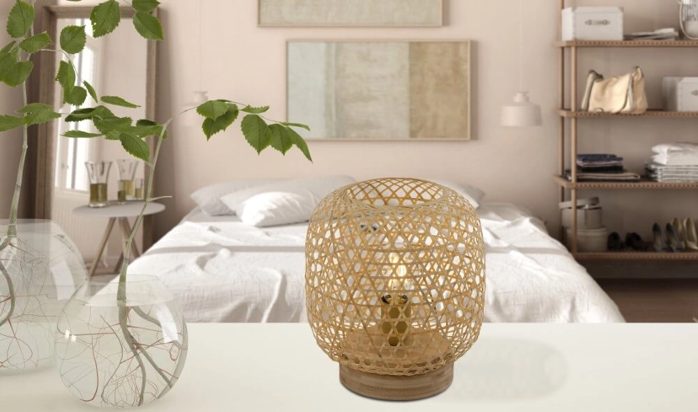 Stehlampe aus Rattan Mirena 27cm hoch Globo 9007371406562