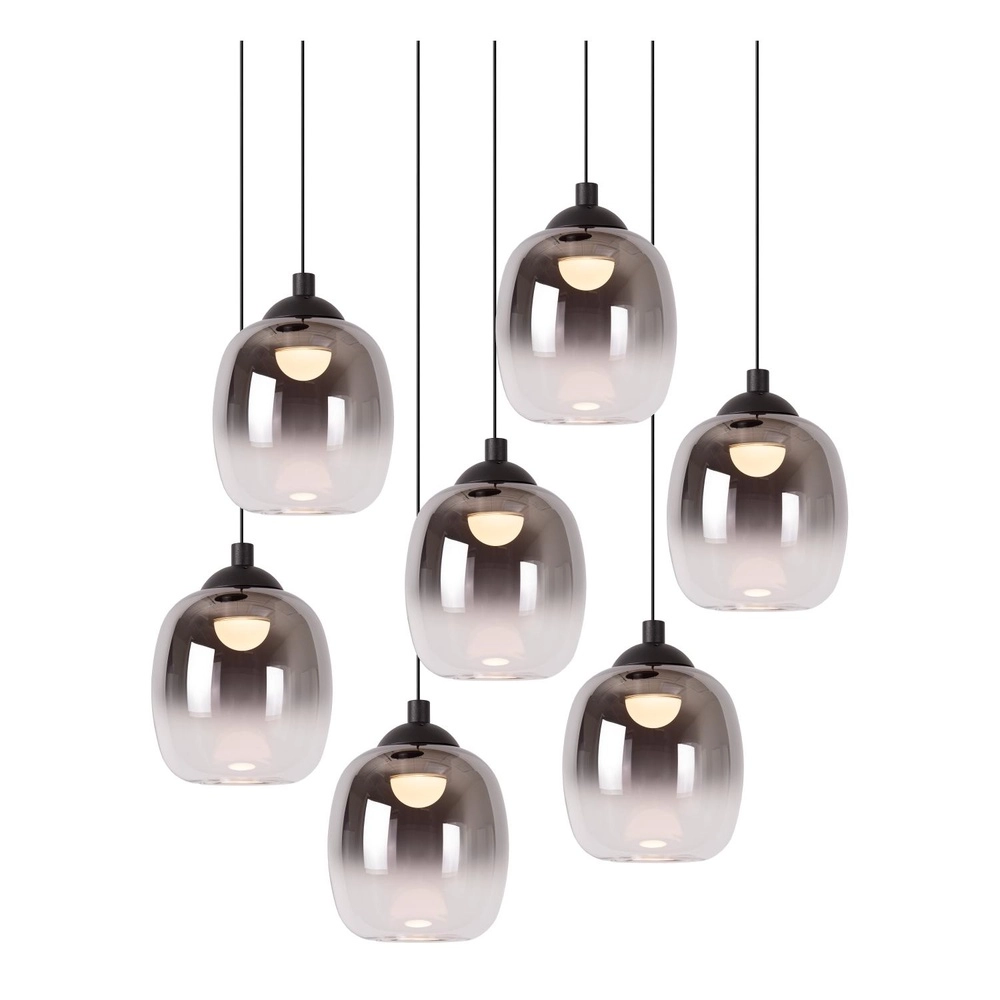7-Licht Pendellampe Tamino Schwarz Lucide 5411212792228
