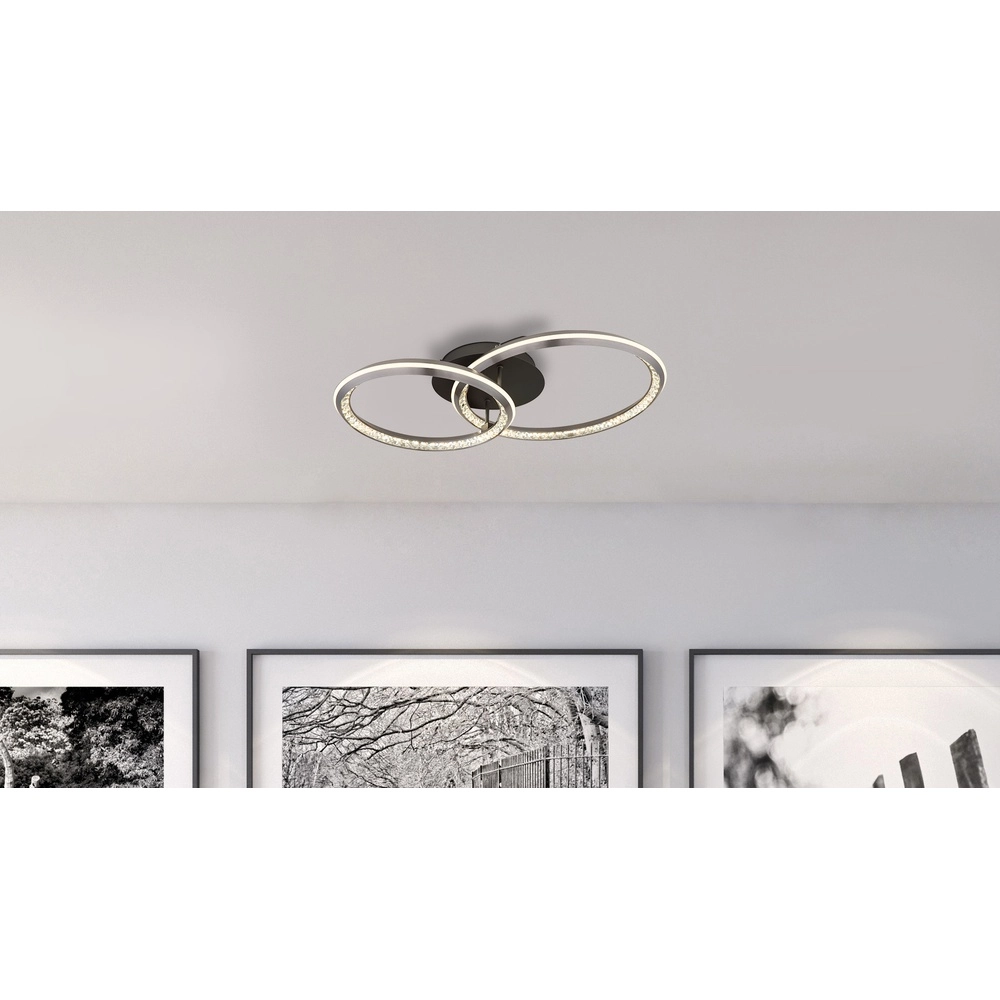 Design-Deckenlampe Alaina 2 Ringe grau Globo 9007371462896