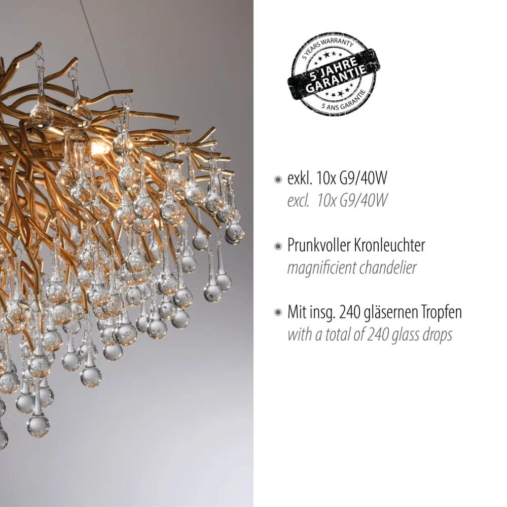 Einzigartiger Kronleuchter Icicle antikes Messing Paul Neuhaus 4012248352120