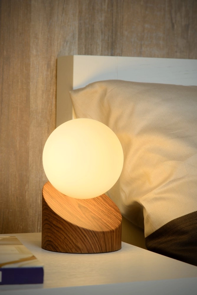 Design-Tischlampe Len Dunkler Holzlook Lucide 5411212450586