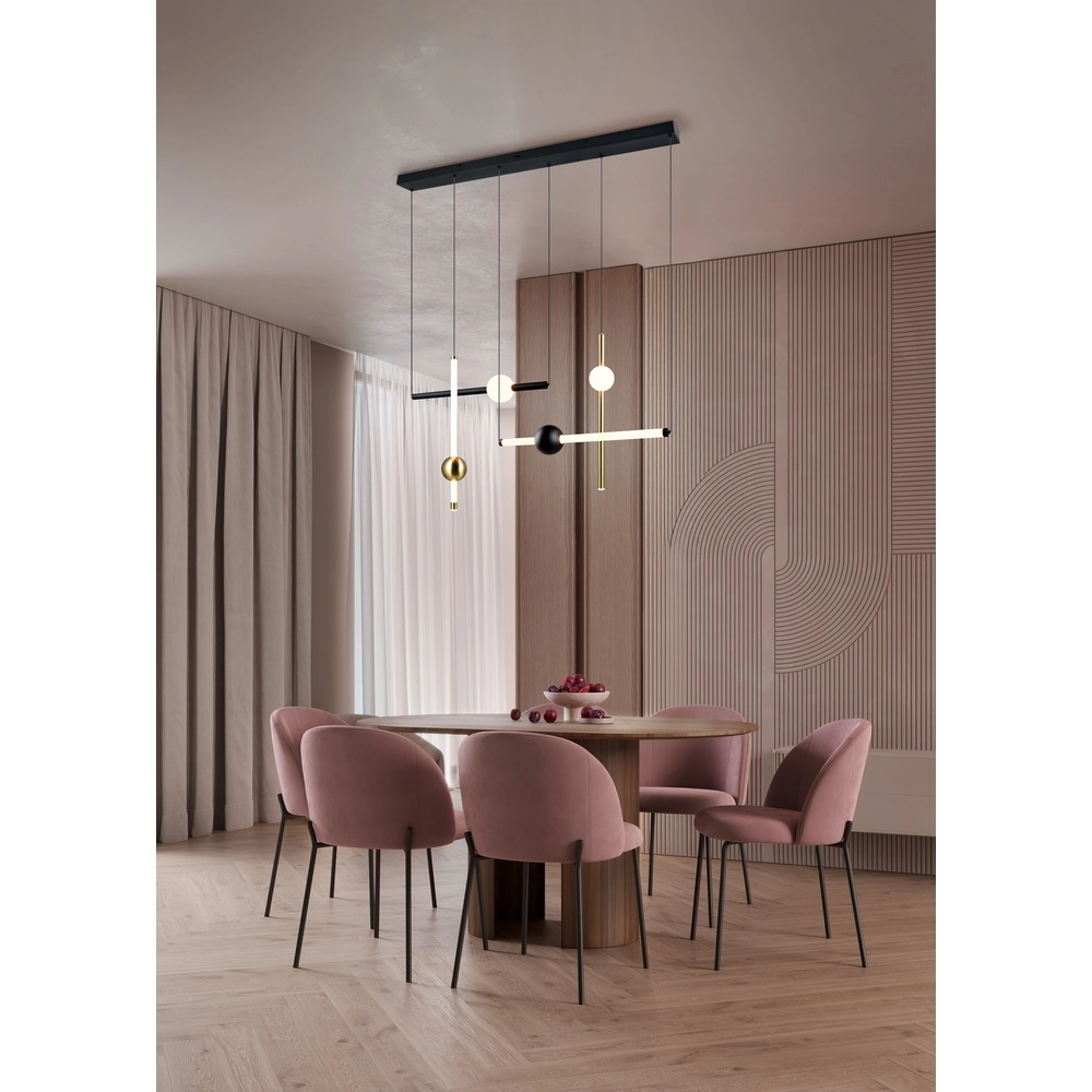 Moderne Pendelleuchte Melita schwarz mit gold Trio 4017807661910