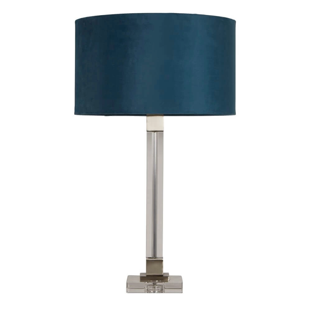 Designer-Tischlampe Scarborough Gold mit blauem Farbton