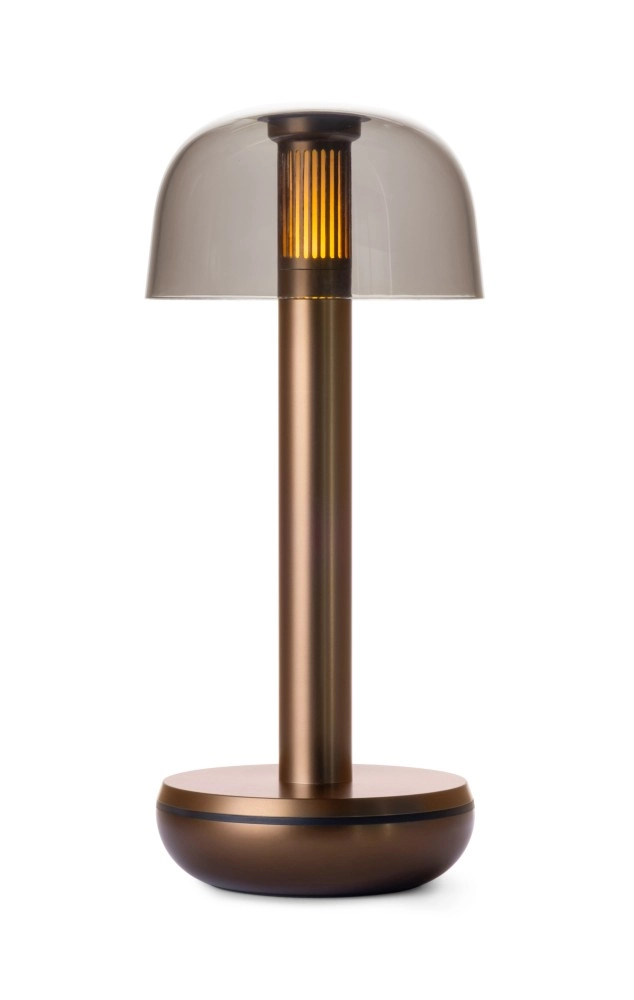 Wiederaufladbare Tischlampe Two Bronze Smoked
